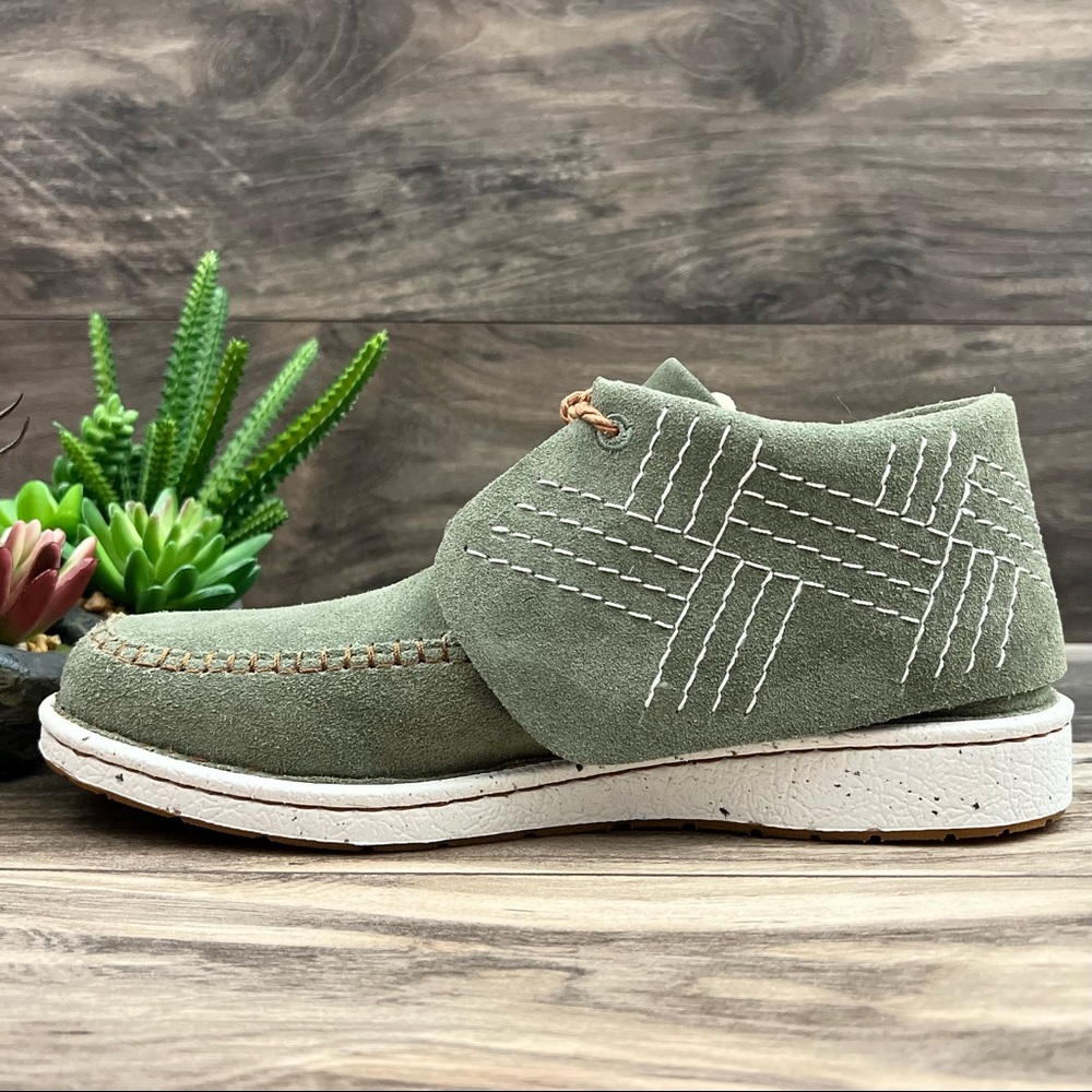 NIB Justin Boots Zila Moccasin Booties Suede Fern Green JL220 - Picture 7 of 13
